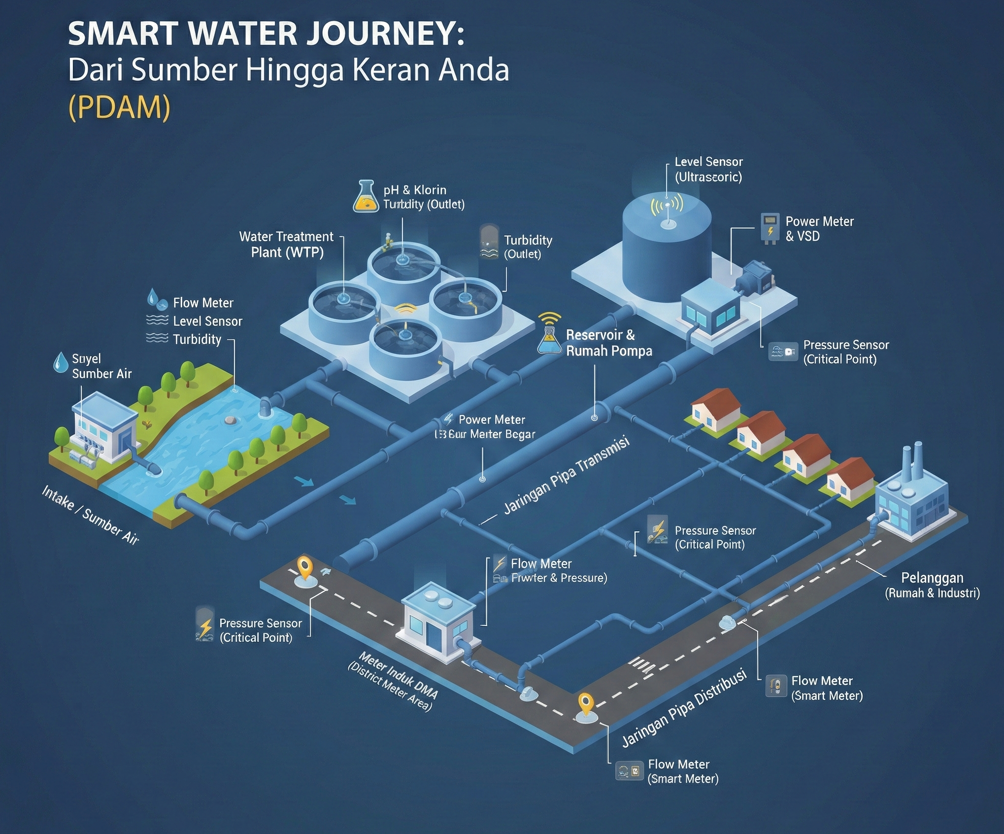 Smart Water Journey PDAM — Dari sumber air hingga keran pelanggan